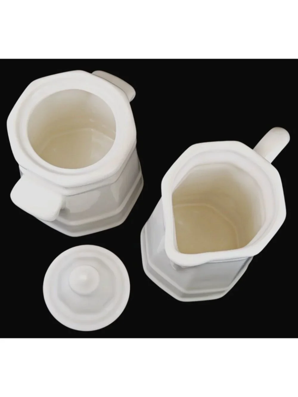 Pfaltzgraff Heritage White Creamer & Sugar Set USA Castle Mark Vintage 1960s-70s